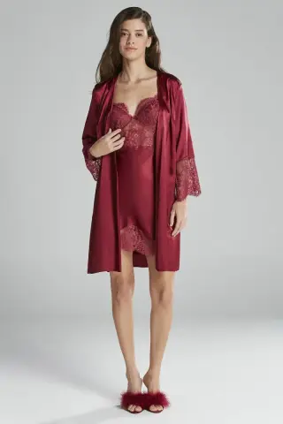 Saten Altılı Gelin Çeyiz Seti - 6015 Bordo