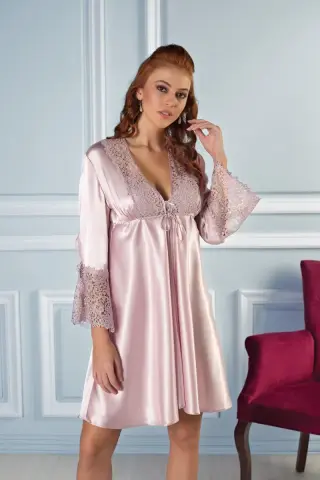 Saten Altılı Gelin Çeyiz Seti - 6625 Pudra