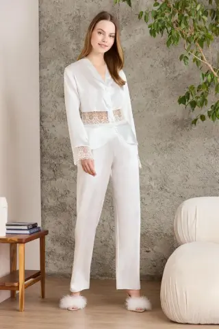 Saten Altılı Gelin Çeyiz Seti - 6040 Ekru