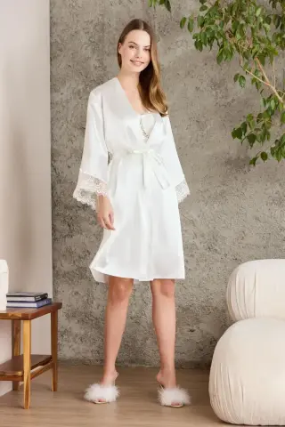 Saten Altılı Gelin Çeyiz Seti - 6040 Ekru