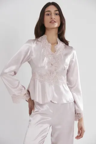 Saten Altılı Gelin Çeyiz Seti - 6335 Pudra