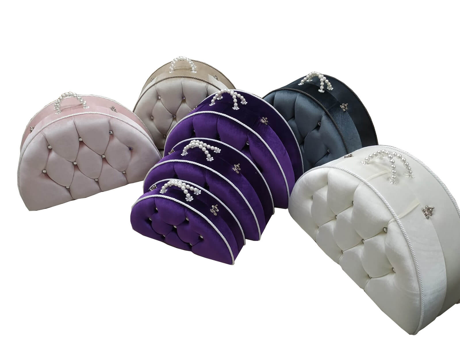 Yarım Ay Capitone 3'lü Valiz Tasarım