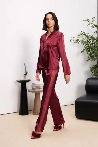 Saten Altılı Gelin Çeyiz Seti - 6035 Bordo