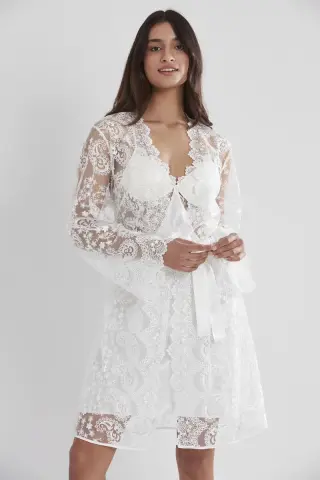 Saten Altılı Gelin Çeyiz Seti - 6225 Ekru