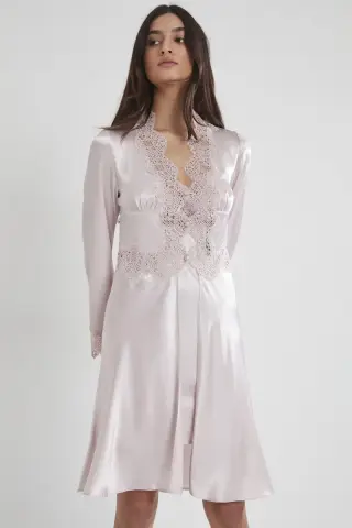Saten Altılı Gelin Çeyiz Seti - 6335 Pudra