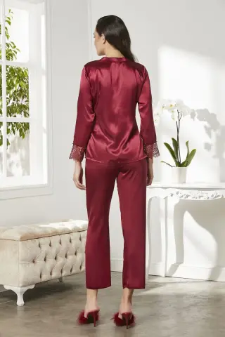 Saten Altılı Gelin Çeyiz Seti - 6625 Bordo
