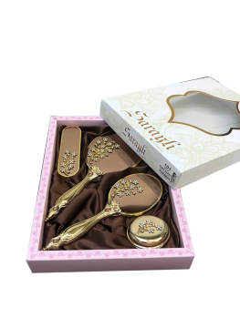 Saraylı 101 Gold Çiçek Buketi Ayna Tarak Seti